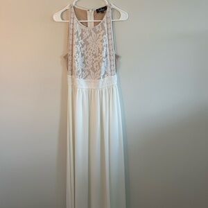 Lulu's White Lace Maxi Dress
